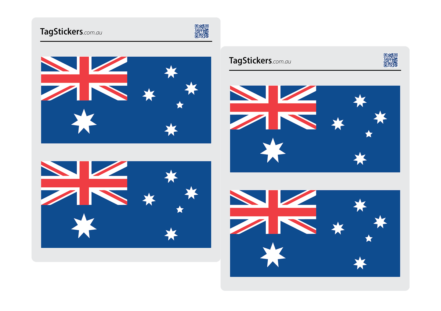 Australian National and Aboriginal Flag stickers of 4, 11.5cm width, 2:1 ratio